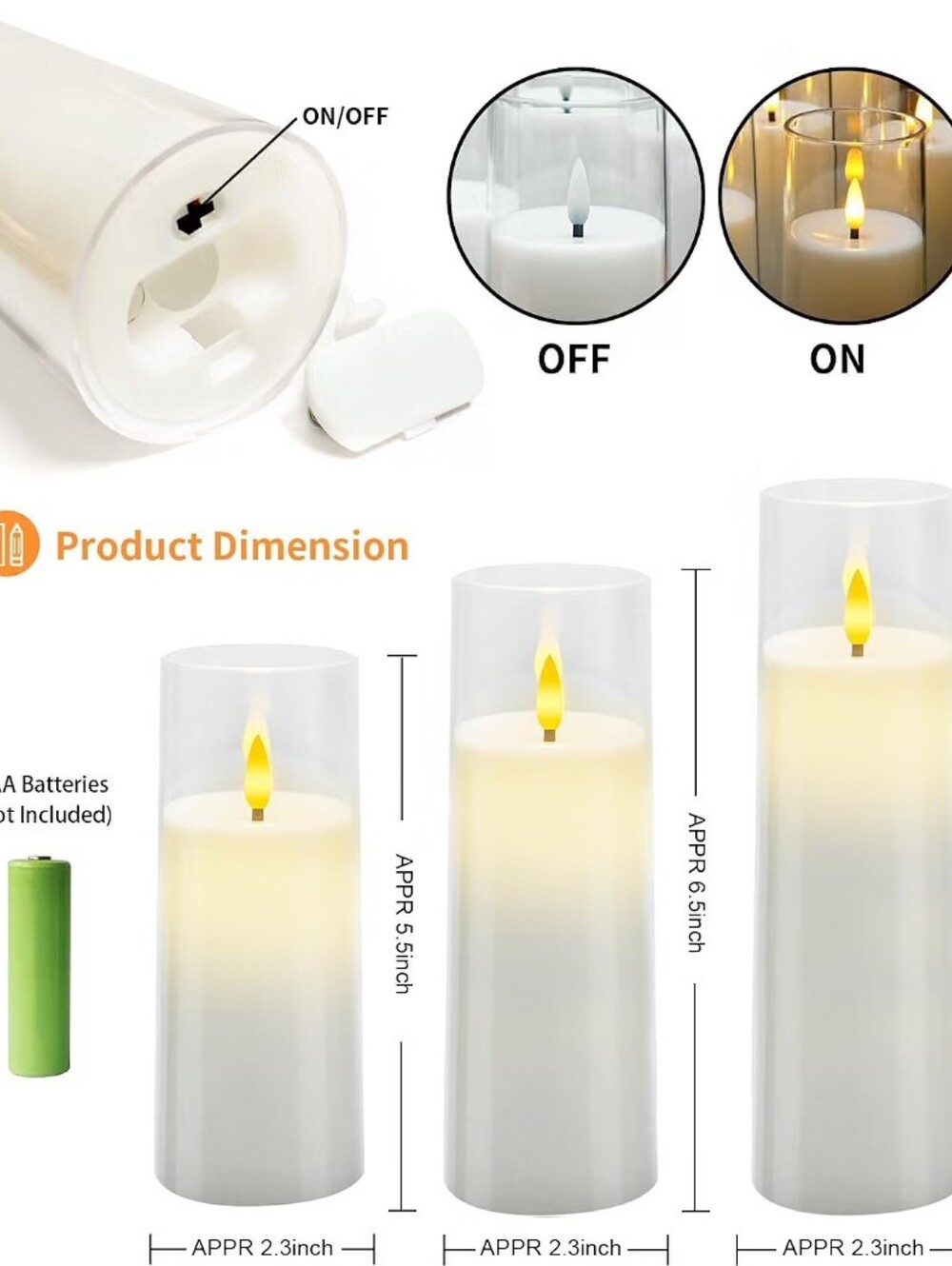 White LED Flameless Pillar Candles with Remote Set Of 9 - Picture 2 of 4
